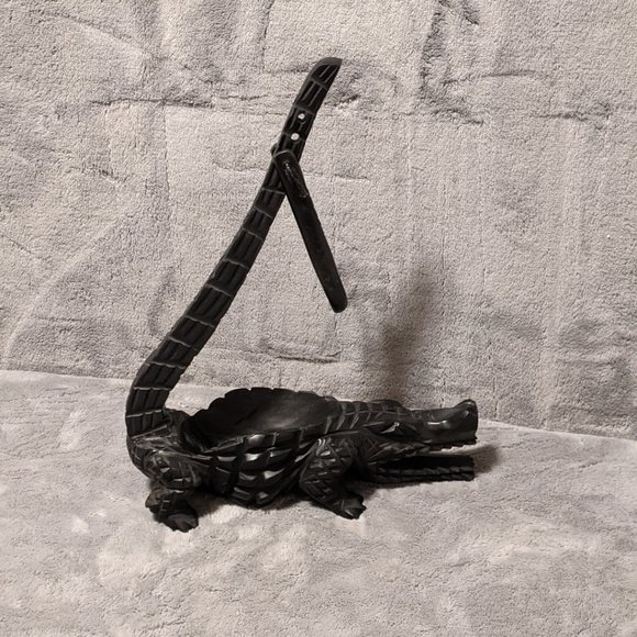 Crocodile Wine Bottle Holder Wooden Display Bar Home African Jungle Safari Decor - Picture 5 of 12